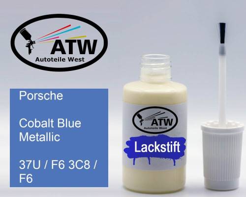 Porsche, Cobalt Blue Metallic, 37U / F6 3C8 / F6: 20ml Lackstift, von ATW Autoteile West.